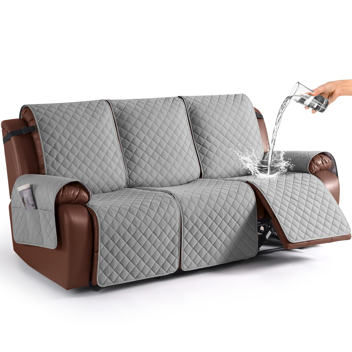 KinCam Waterproof Recliner Sofa Covers Washable, 3 Seater, Chocolate