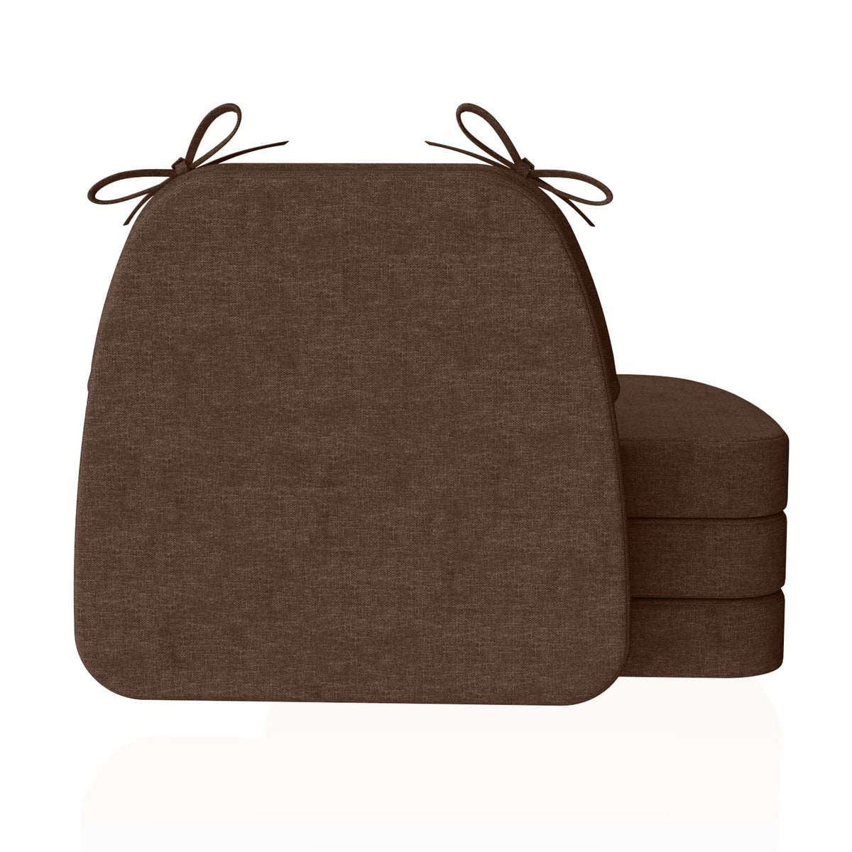 AAAAAcessories D-Shaped Chair Cushions, 2" Thick Dining Chair Pads with Ties and Removable, Machine-Washable Cover, 17" x 16", Set of 4, Oatmeal Beige