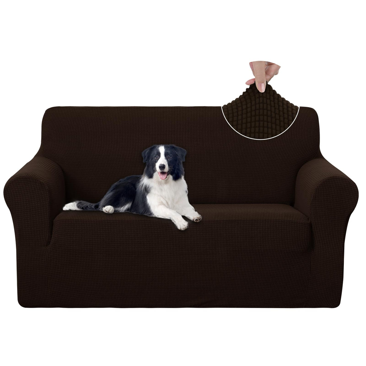 U-NICE HOME Stretch Couch Cover Slipcover for 3 Cushion Sofa, Chocolate