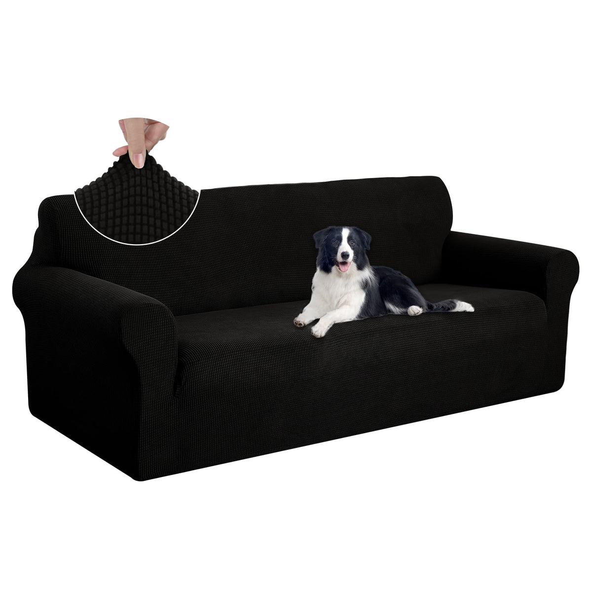 U-NICE HOME Stretch Couch Cover Slipcover for 3 Cushion Sofa, Chocolate