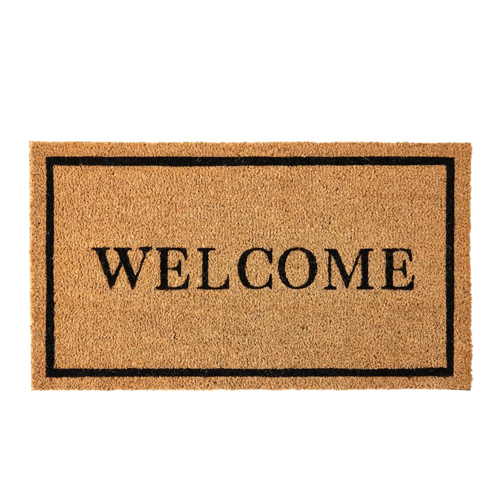 KANKUN Coco Coir Door Mat with Heavy Duty Backing, Welcome Doormat (17" x 30"), Doormat Entrance (Plain - 1Pack)
