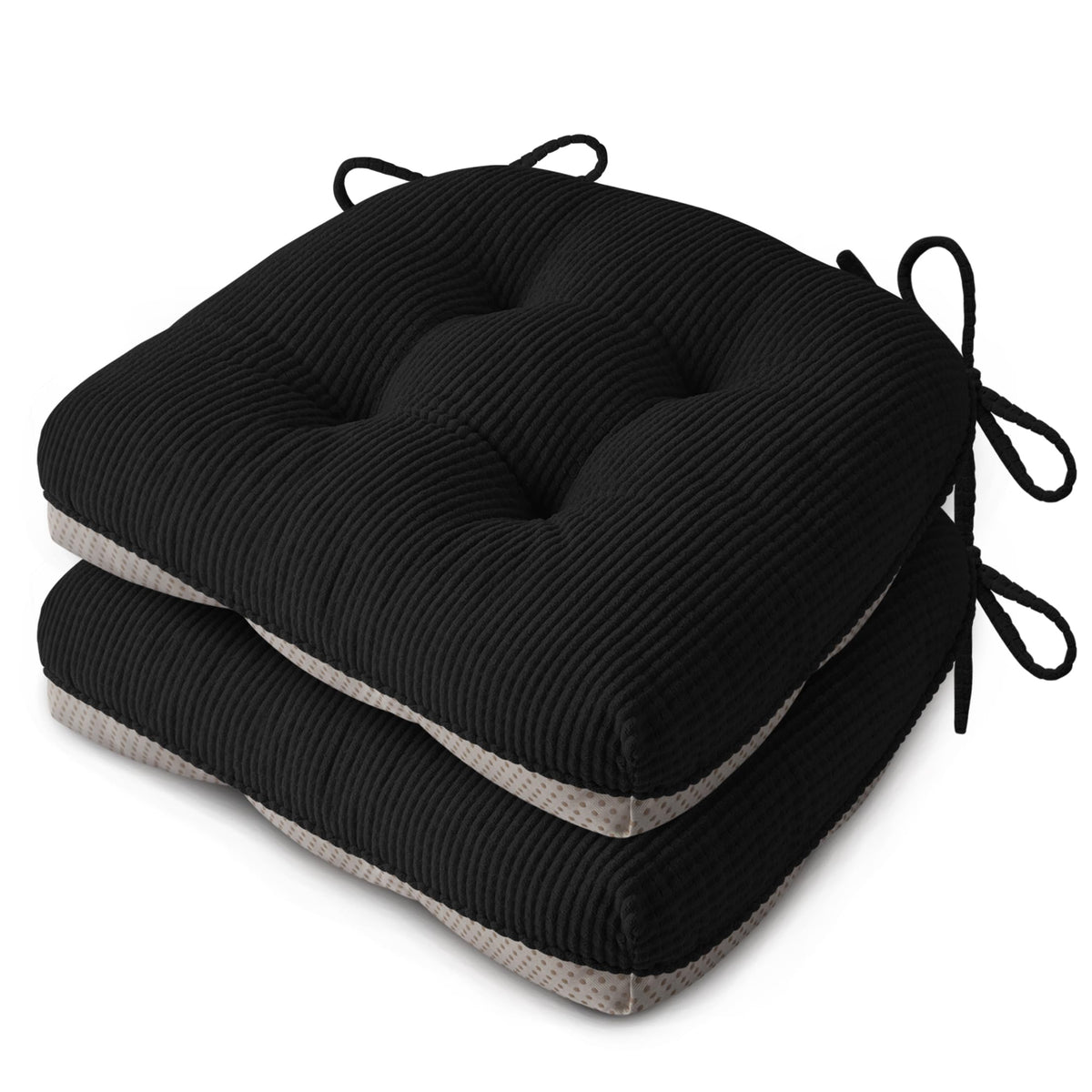 Anti Slip Kitchen Chair Cushions Set of 4 18"X16.5"X3" Beige