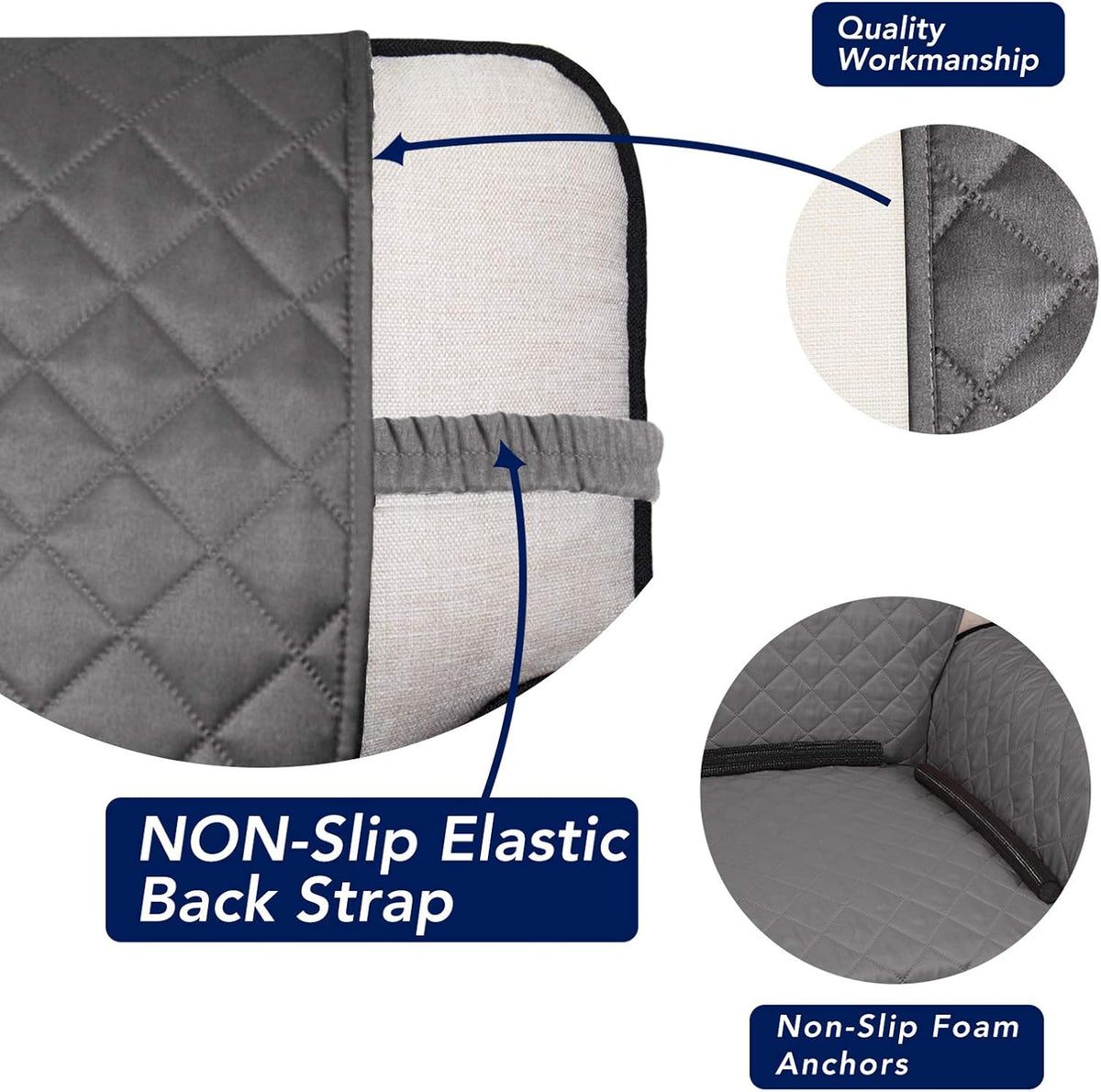 PureFit Reversible Quilted Couch Covers for Dogs Sofa Cover 4 Seater 88"