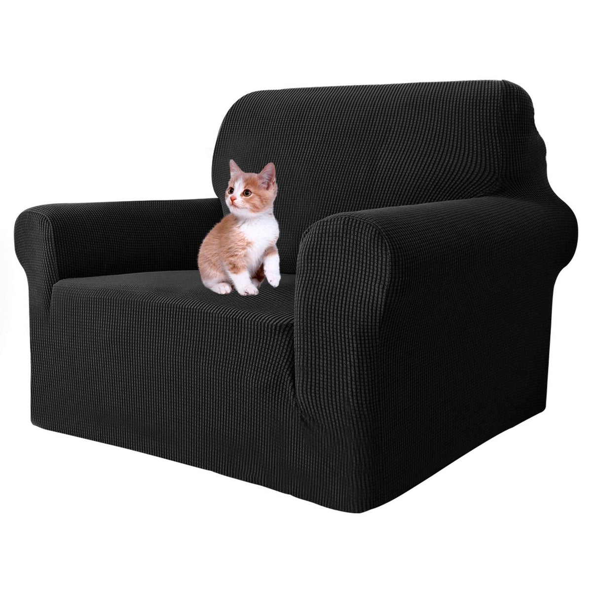 MAXIJIN Super Stretch Couch Cover for 3 Cushion Couch, 1-Piece Universal Sofa Covers Living Room Jacquard Spandex Furniture Protector Dogs Pet Friendly Fitted (Large, Gray)