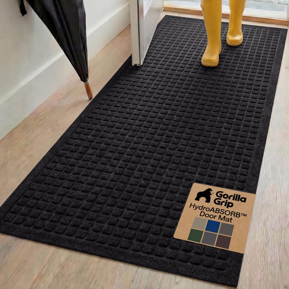 GORILLA GRIP® HydroABSORB Door Mat for Indoor Outdoor Use, 29x17 Coffee