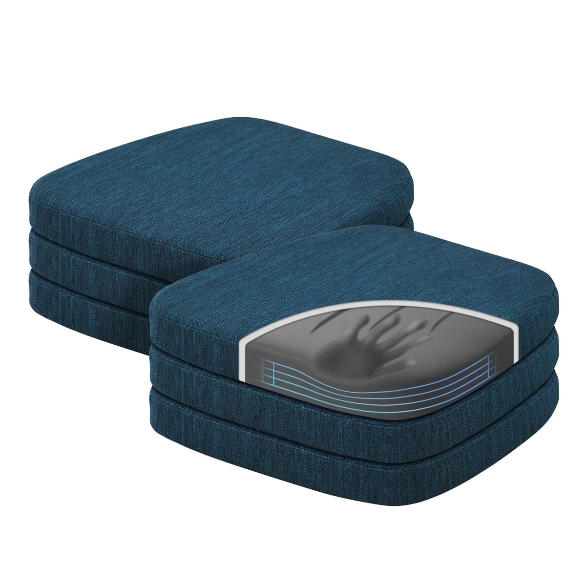 baibu Patented Dual-Layer Memory Foam Chair Cushions, 17 x 16 x 2 in, Black