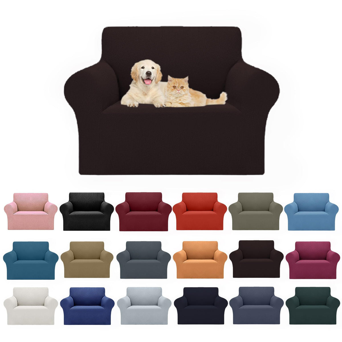 Cupuamon 2026 New Stretch Sofa Slipcovers Couch Cover for 3 Cushion Furniture Protector Sofa Covers with Elastic Bottom Jacquard Fabric Small Checks for Pets, Kids -Sofa, Black