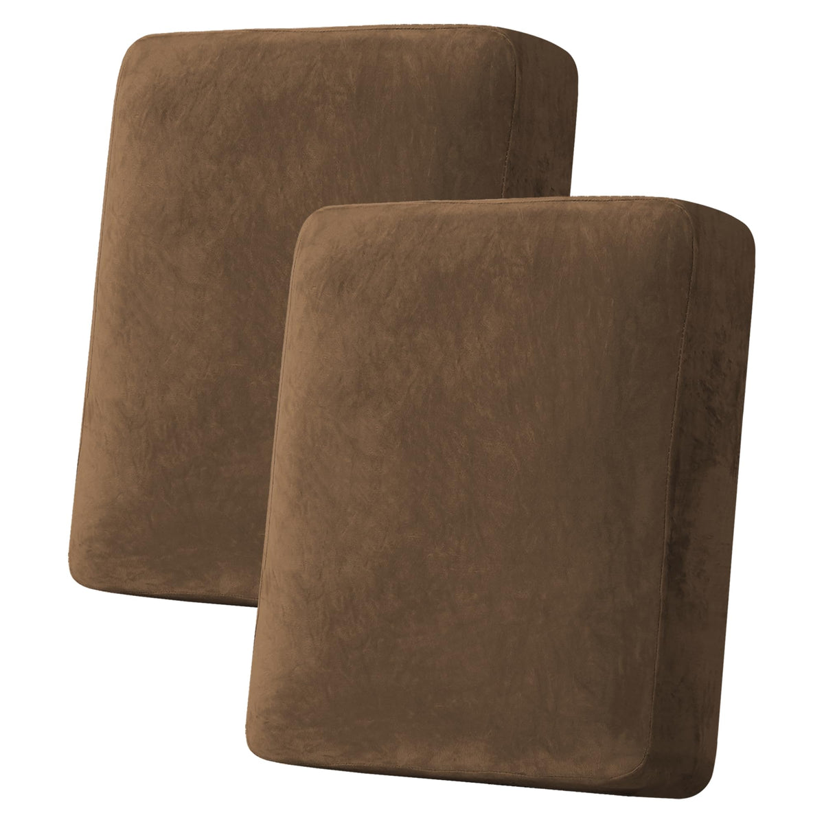 H.VERSAILTEX Velvet Stretch Couch Cushion Cover Plush Cushion Slipcover for Chair Loveseat Sofa Cushion Furniture Protector Seat Cushion Sofa Cover (2 Piece Large Sofa Cushion Covers, Ivory)