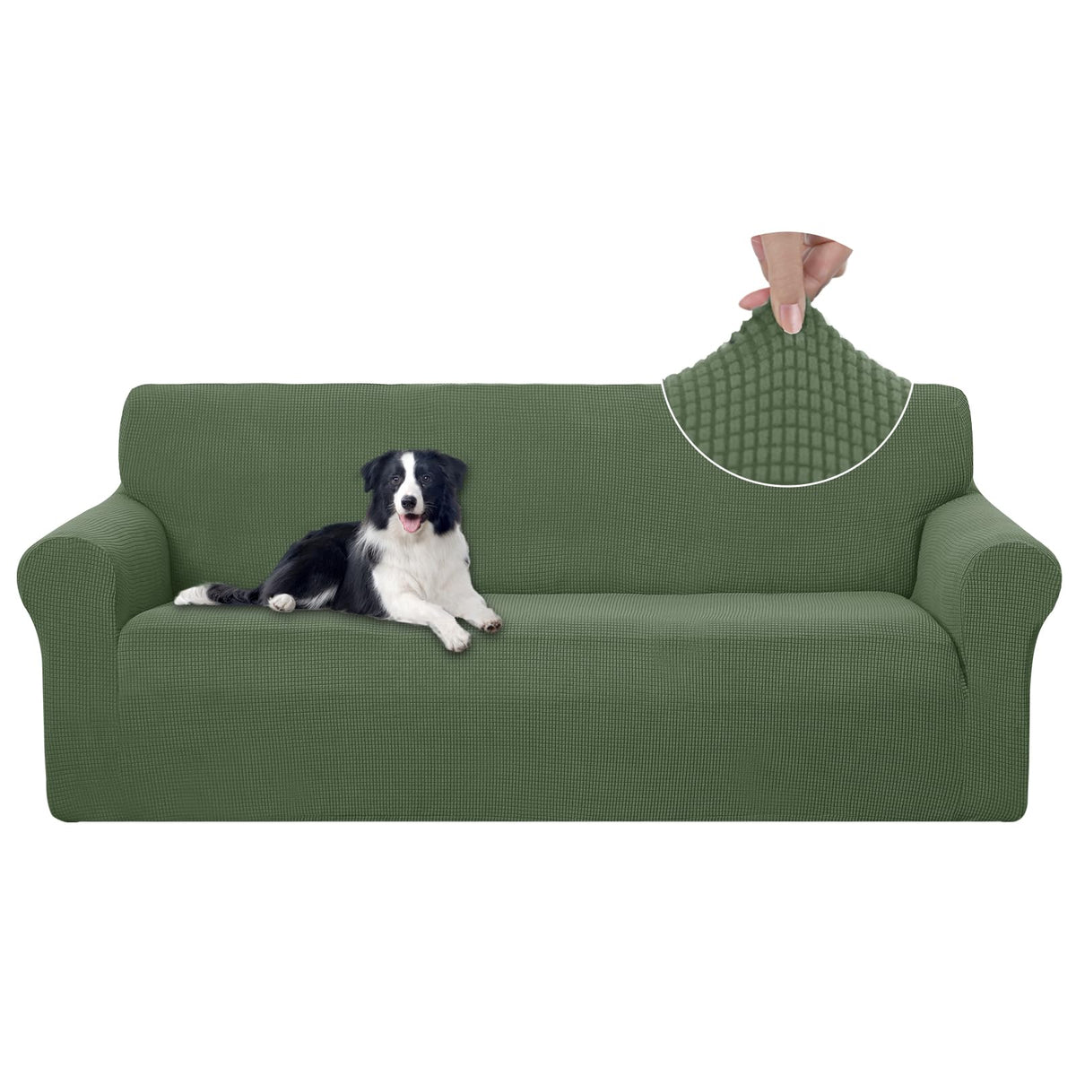 U-NICE HOME Stretch Couch Cover Slipcover for 3 Cushion Sofa, Chocolate