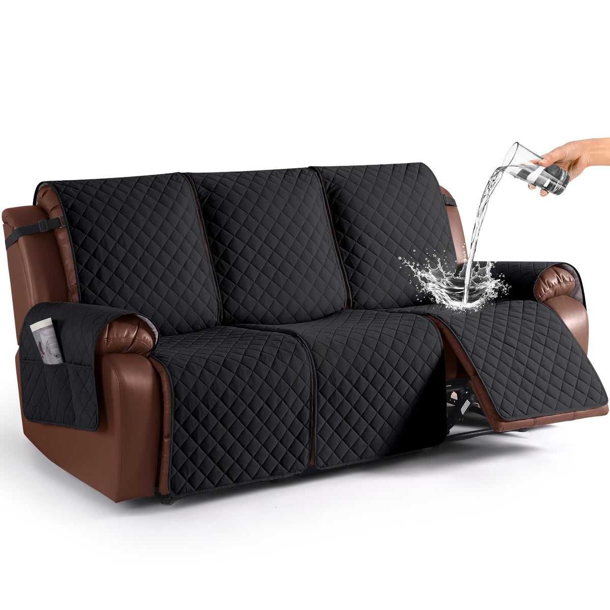 KinCam Waterproof Recliner Sofa Covers Washable, 3 Seater, Chocolate