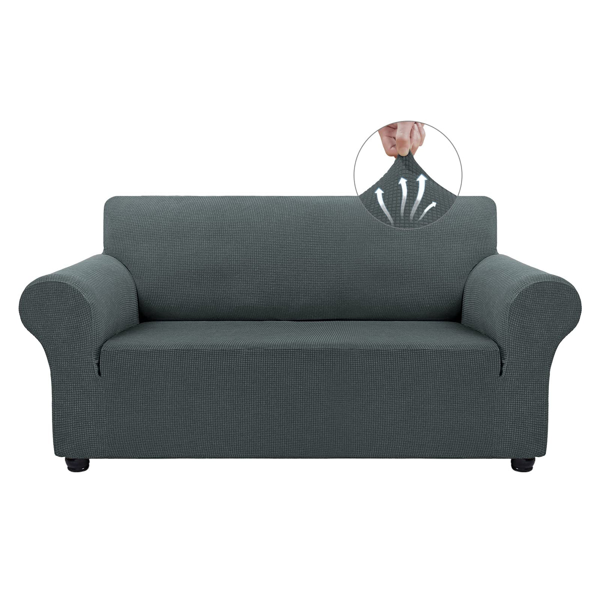 Asnomy Stretch Couch Covers for Sofa Washable, 3 Cushion Couch,Black