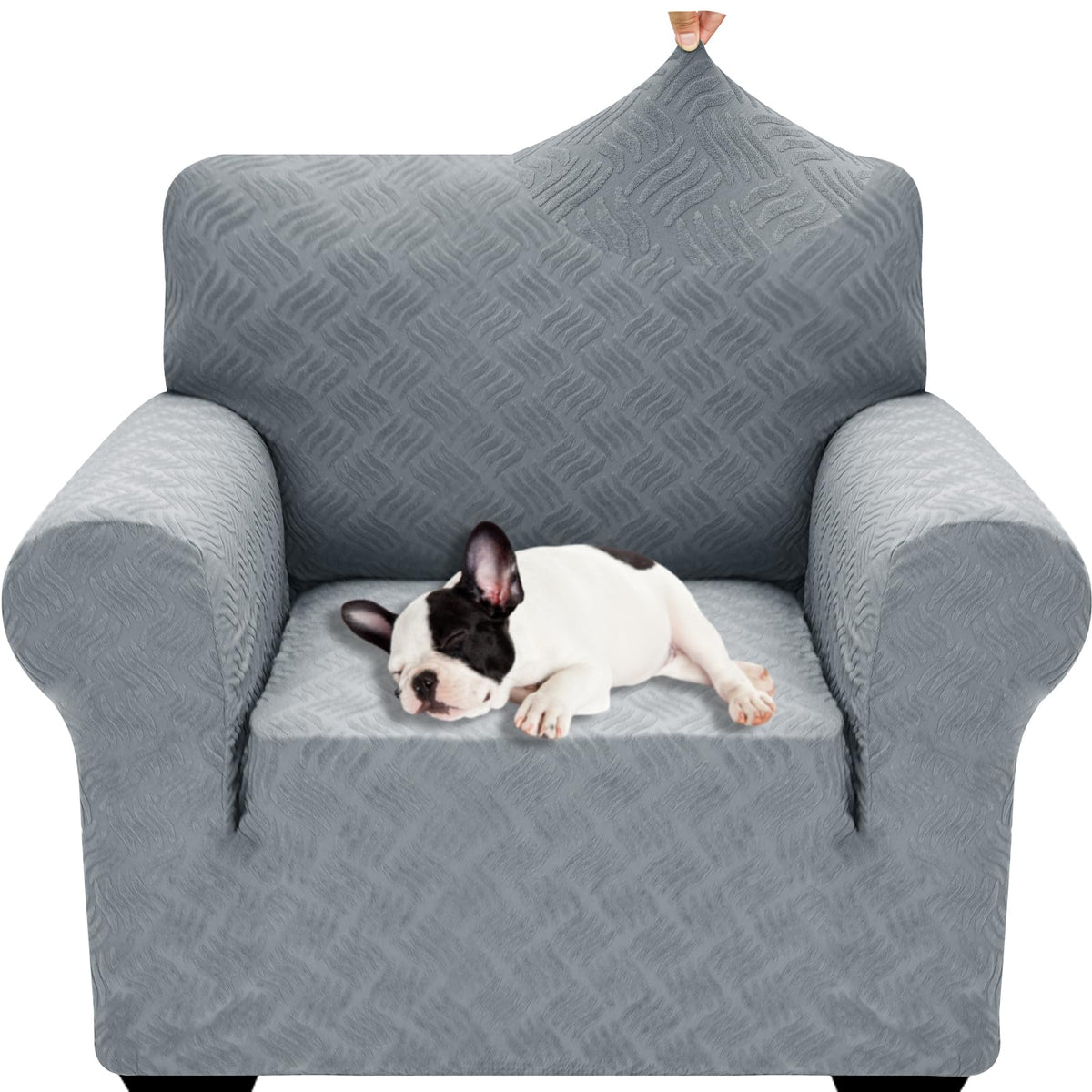 YEMYHOM Couch Cover Latest Jacquard Design High Stretch Sofa Covers for 3 Cushion Couch, Pet Dog Cat Proof Slipcover Non Slip Magic Elastic Furniture Protector (Sofa, Light Gray)