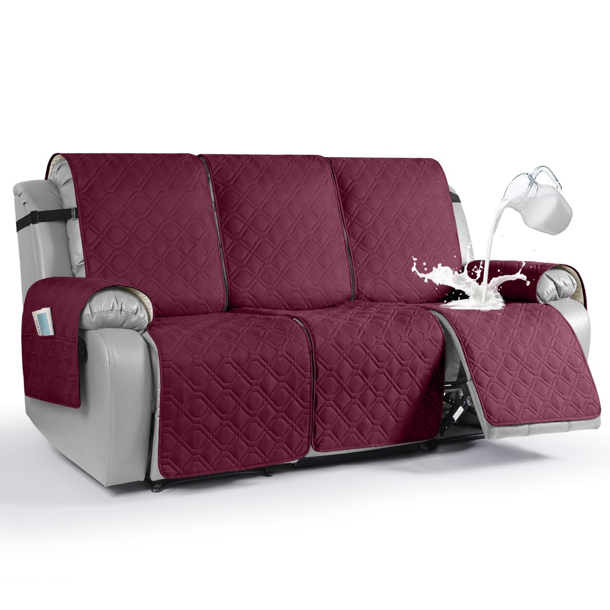 VANSOFY Waterproof Recliner Couch Covers Washable, Dark Gray,3 Seater