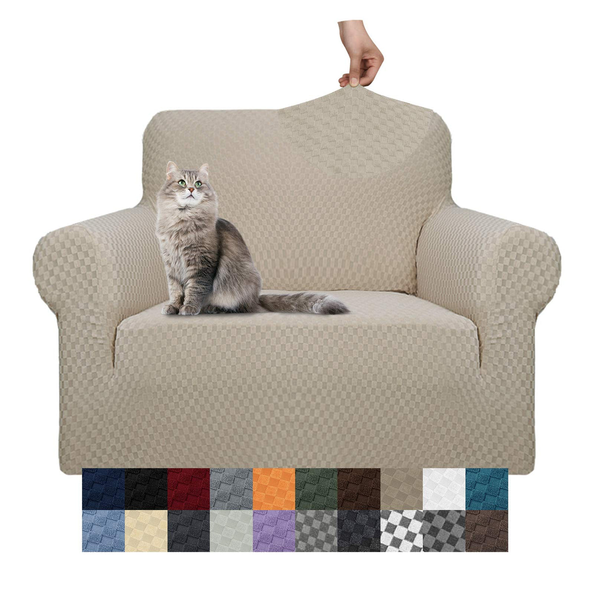 YEMYHOM Couch Cover Latest Jacquard Design High Stretch Sofa Covers for 3 Cushion Couch, Pet Dog Cat Proof Slipcover Non Slip Magic Elastic Furniture Protector (Sofa, Light Gray)