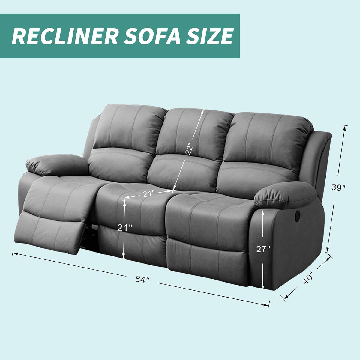 YEMYHOM 8 Pieces Stretch Recliner Sofa Cover Latest Jacquard Reclining Couch Cover with Side Pocket Anti-Slip Fitted 3 Cushion Furniture Slipcovers with Elastic Bottom (Sofa Recliner, Light Gray)