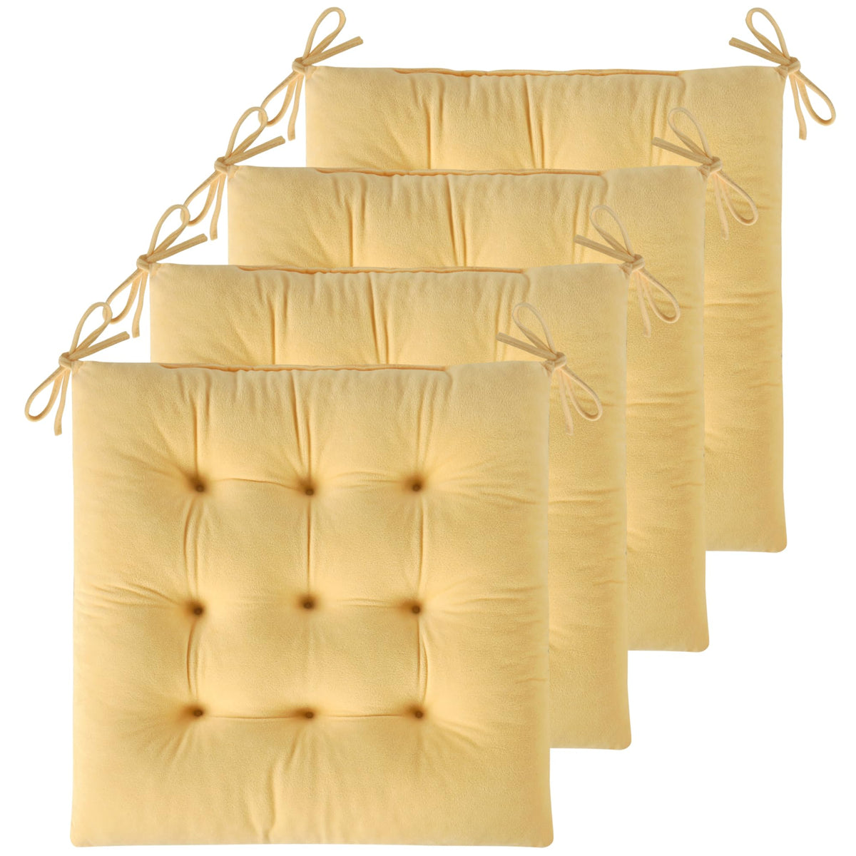 ELFJOY 4 Pack Chair Cushions for Dining Chairs with Ties Navy 16"x16"