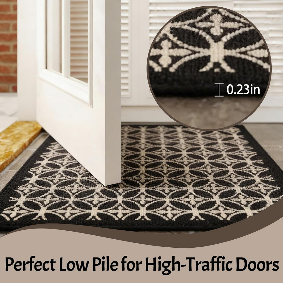 24"x36" Indoor Mats for Entryway, Black White