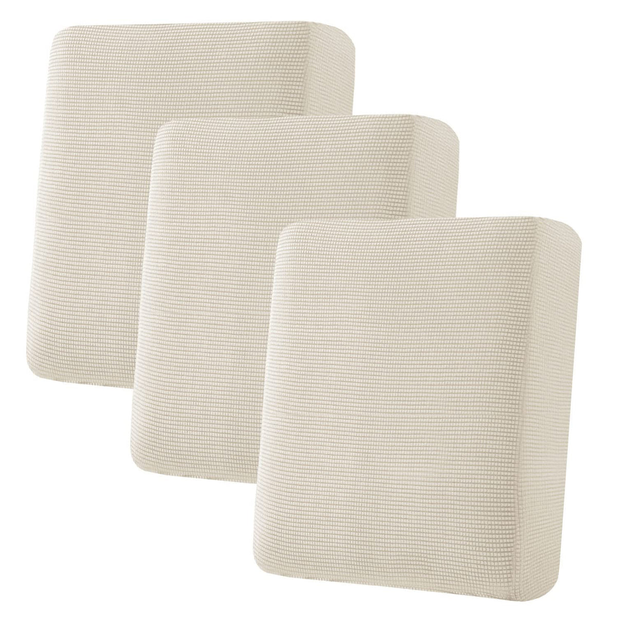 H.VERSAILTEX Super Stretch Individual Seat Cushion Covers Sofa Covers Couch Cushion Cover Slipcover Sets Thick Jacquard Textured Twill Fabric (3 Piece Sofa Cushion Covers, Grey)