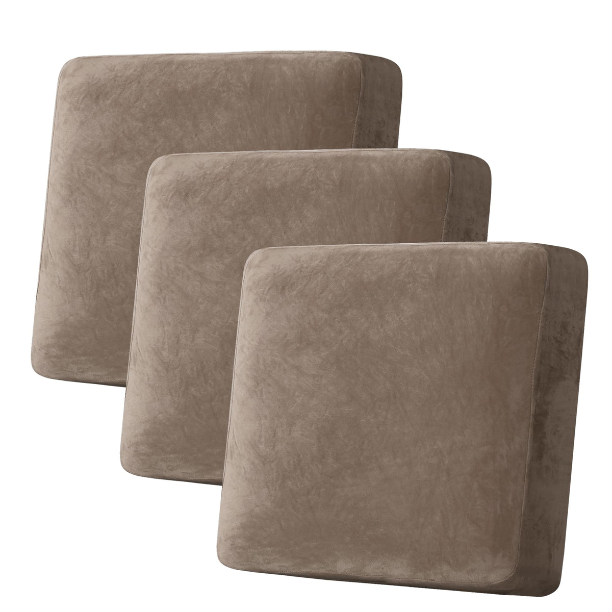 H.VERSAILTEX Velvet Stretch Couch Cushion Cover Plush Cushion Slipcover for Chair Loveseat Sofa Cushion Furniture Protector Seat Cushion Sofa Cover (2 Piece Large Sofa Cushion Covers, Ivory)