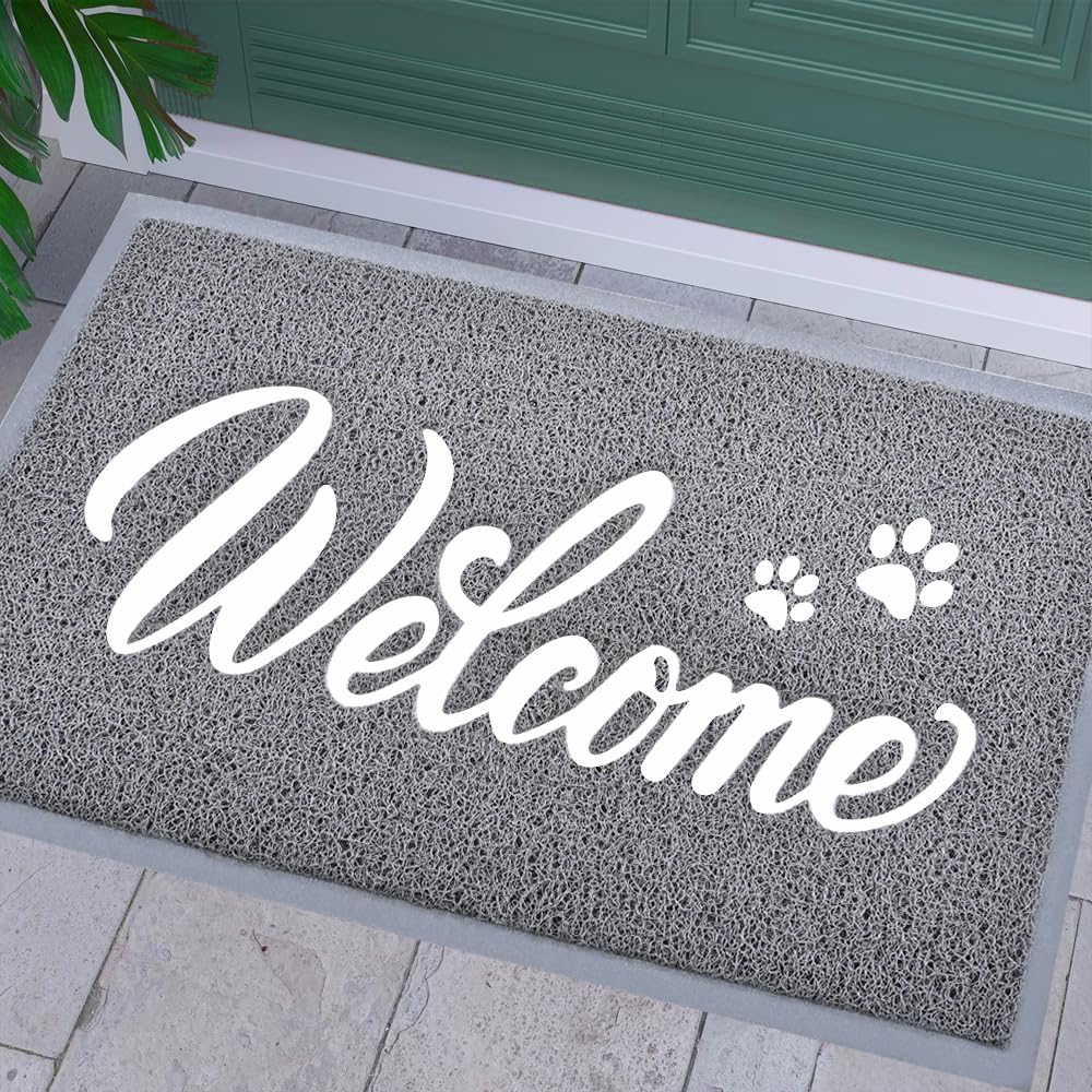 T.HENV Welcome Mat Outdoor, 30x17.5 Waterproof All-Season Front Door Mat Outside Entrance, All-Weather Quick Drying, Low Profile Doormat Indoor, Patio Porch Entryway Mats, Black-White