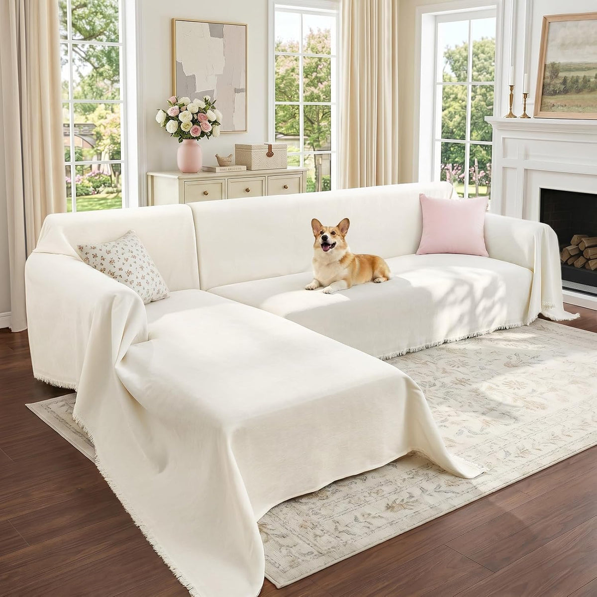CAPALOCA Sectional Couch Covers for Sofa Washable L Shaped Couch Cover XL