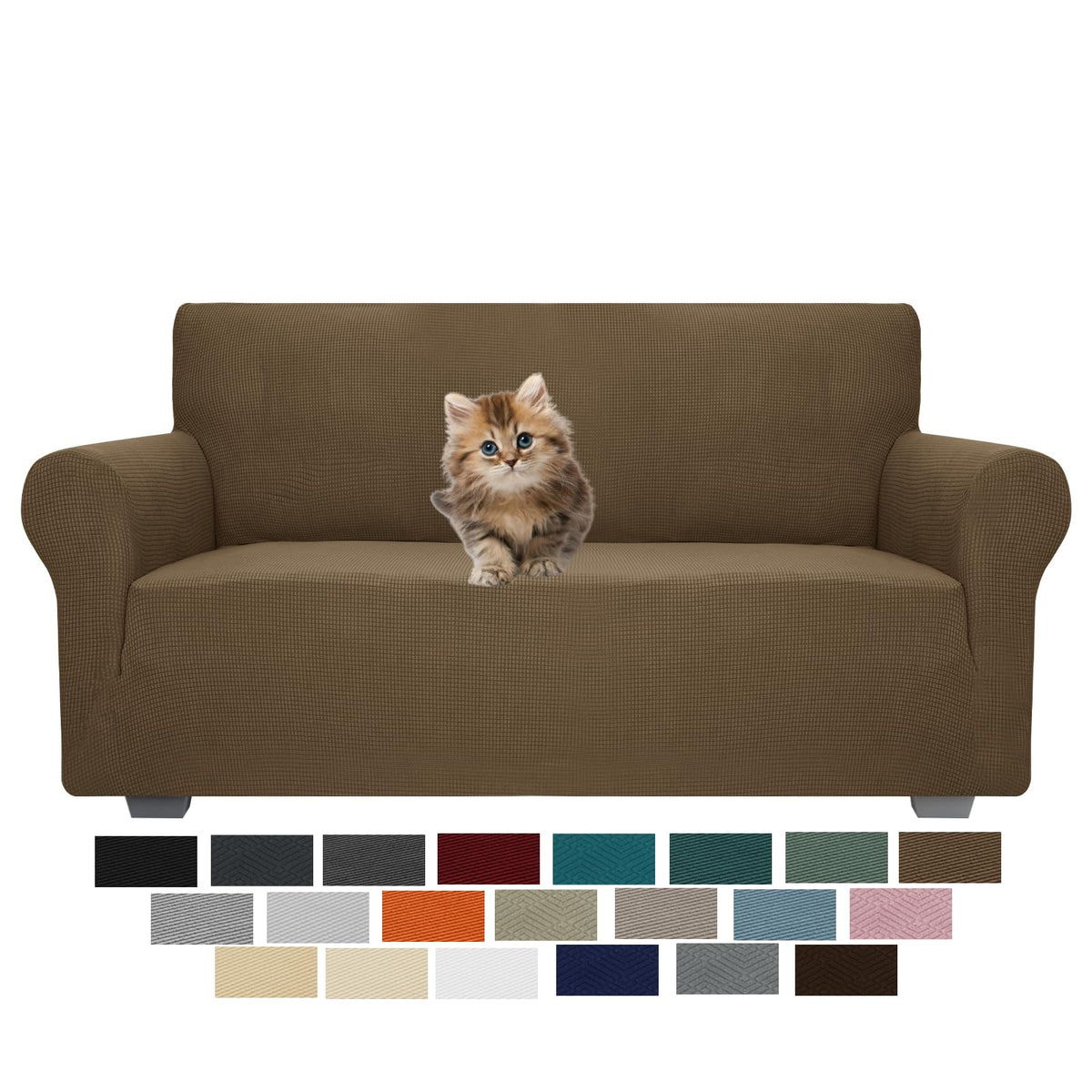 JIVINER High Stretch Couch Covers for 3 Cushion Couch 1-Piece Jacquard Sofa Slipcovers Fitted Washable Sofa Covers with Elastic Bottom Furniture Protector for Kids Pets (Sofa, Light Gray)