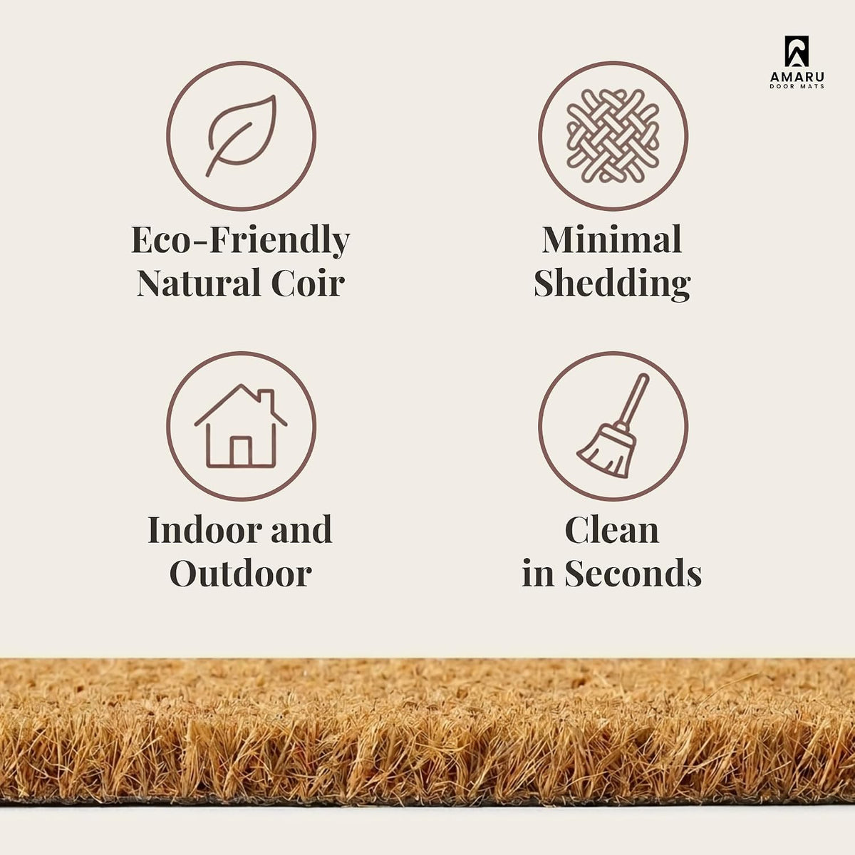 Coir Welcome Mat, Non-Slip, Welcome Classic 4, 17x29 in