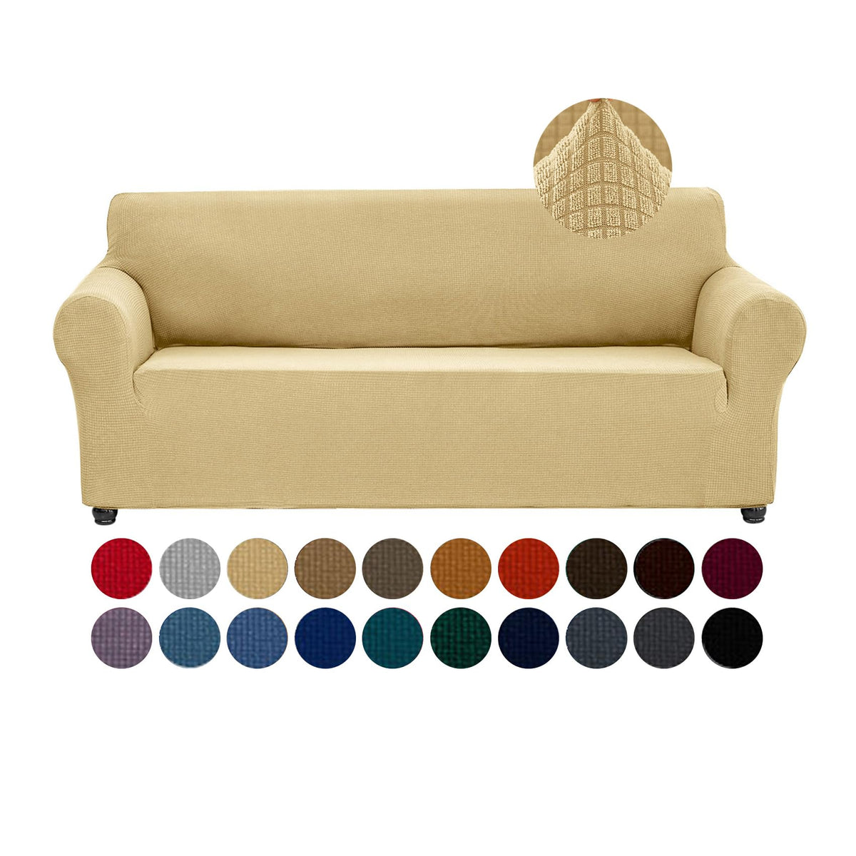 Joccun Stretch Couch Cover Slipcovers, 1-Piece Sofa Covers for 3 Cushion Couch Spandex Jacquard Washable Furniture Protector Cover for Living Room,Kids,Pets(Sofa,Black)