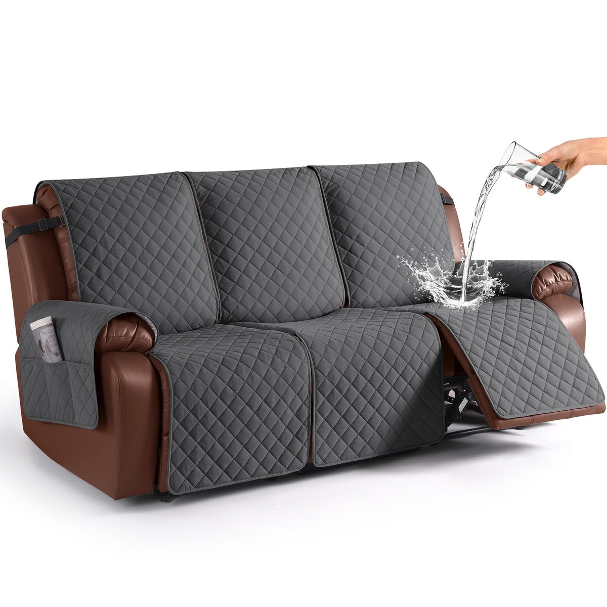 KinCam Waterproof Recliner Sofa Covers Washable, 3 Seater, Chocolate