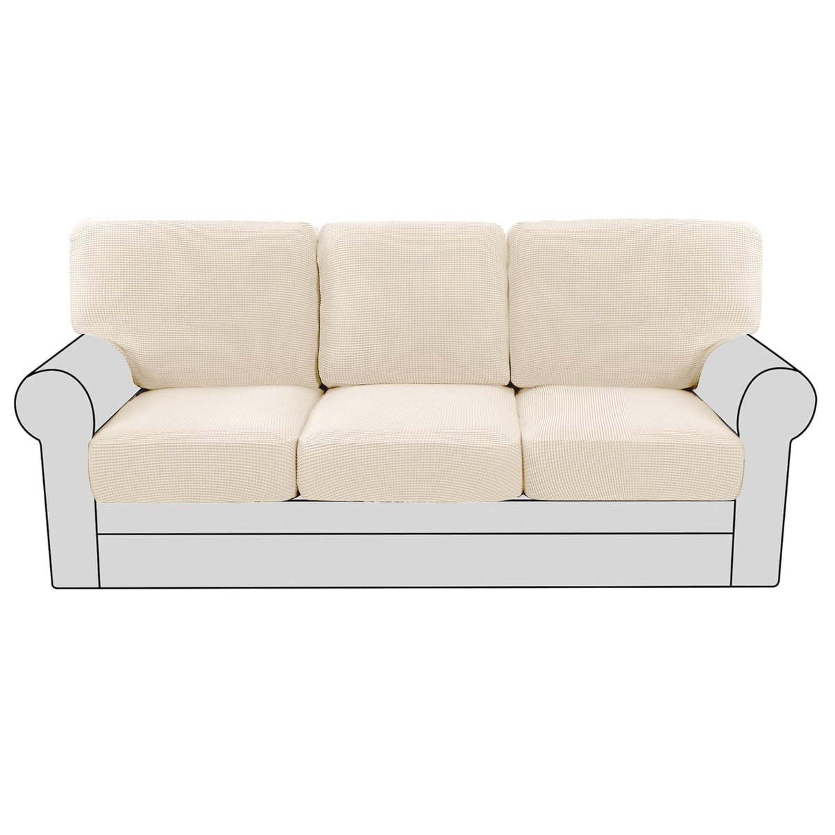 H.VERSAILTEX Multi-Pieces Sofa Covers Stretch Couch Covers Form Fitted Seats and Back Cushions Covers (3 Seat Covers Plus 3 Back Cusion Covers, Bonus 2 Armrest Covers), Sand