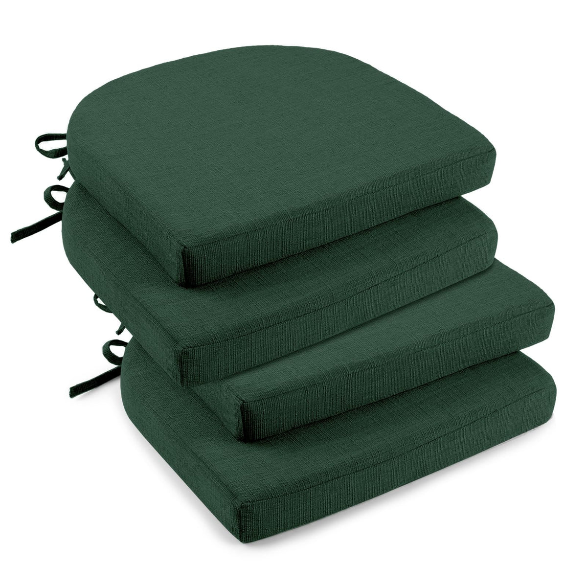 downluxe Indoor Chair Cushions for Dining Chairs, Soft and Comfortable Textured Foam Kitchen Chair Pads with Ties and Non-Slip Backing, 16" x 16" x 2", Red, 4 Pack