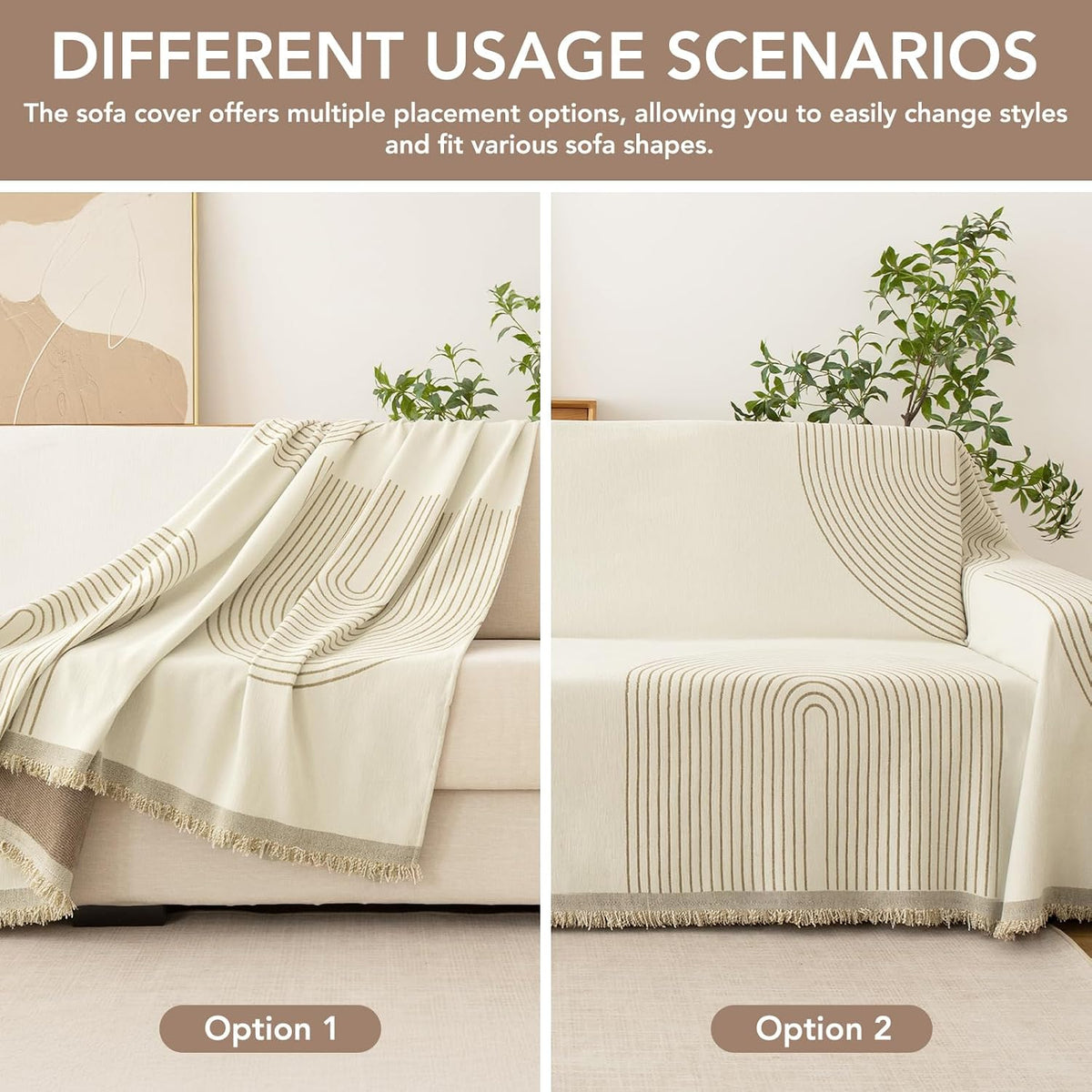 Couch Cover for Sofa, Boho Sofa Covers Washable 3 Cushion for Dogs