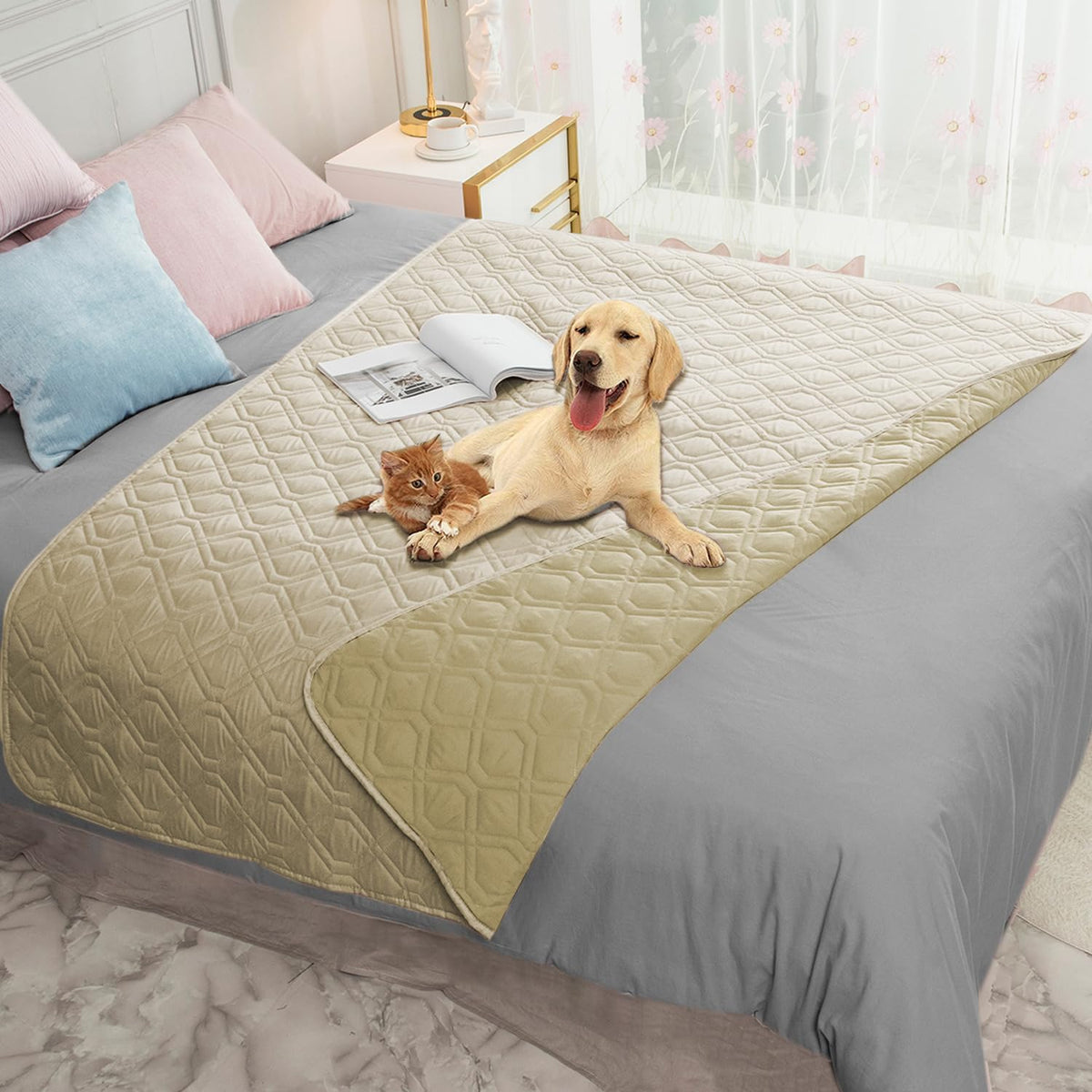 Ameritex Waterproof Dog Bed Blankets Cover for Bed Couch Sofa Reversible