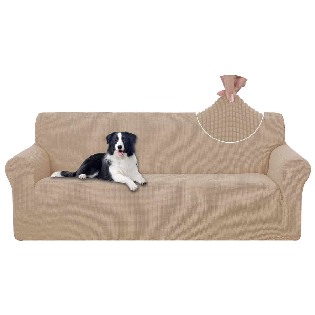 U-NICE HOME Stretch Couch Cover Slipcover for 3 Cushion Sofa, Chocolate