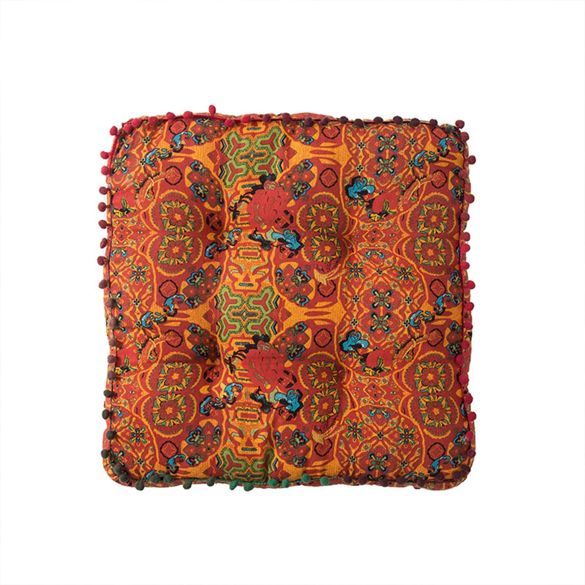 ELEFOCUS Blue Bohemian Seat Cushion,Indoor Boho Chair Cushions for Dining Chairs,Square Chair Pad,Decorative Seat Cushions for Kitchen Chairs (Blue Square A 16X16)