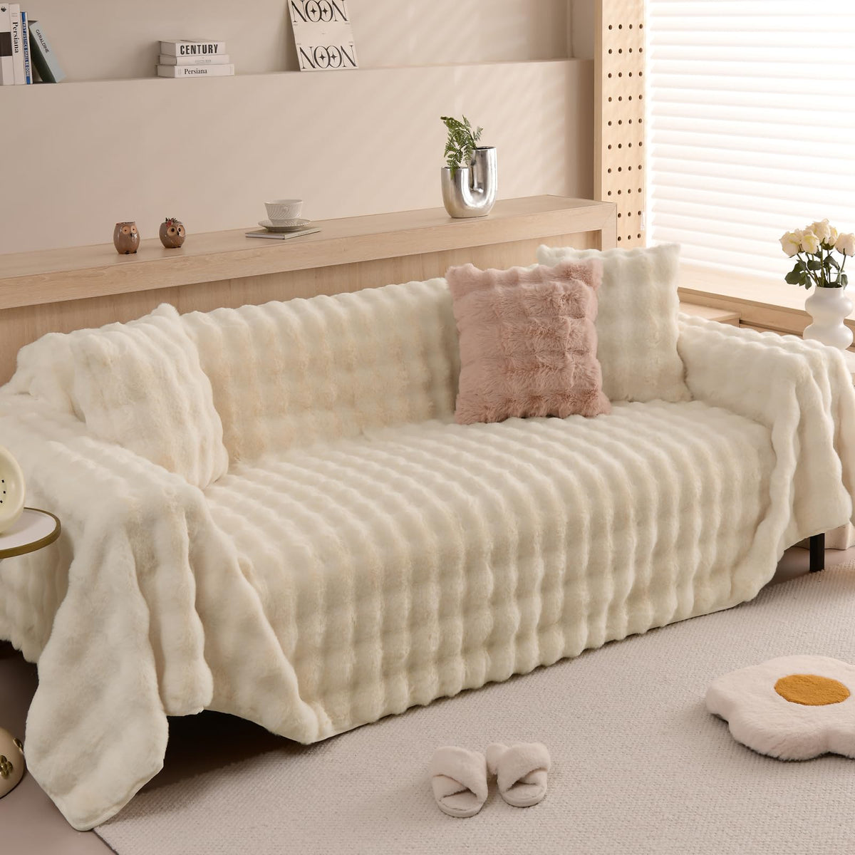 HANDONTIME Green Sofa Cover Vintage Couch Cover for Dogs 71" X118" Couch Cushion Covers with Tassel Herringbone Sofa Cover Boho Sofa Covers for 3 Cushion Couch Chenille Soft Loveseat Sofa Covers