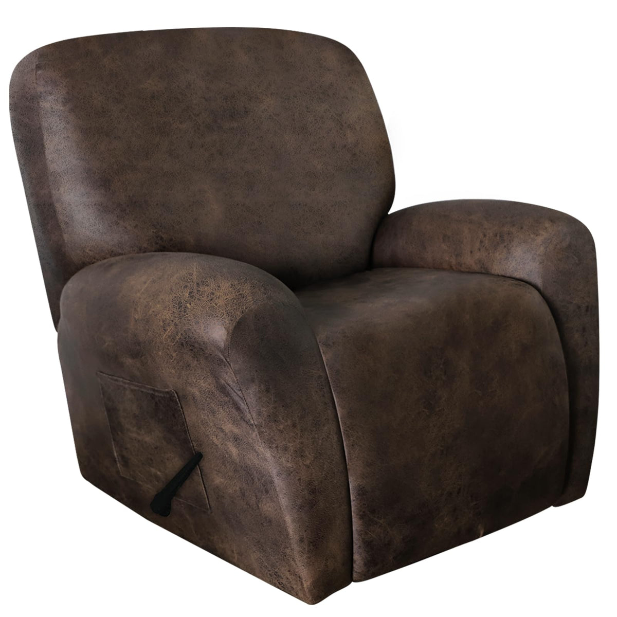 ANARACHON Leather Look Recliner Couch Cover 8-Piece Recliner Sofa Slipcovers 3 Seater for Reclining Couches Furniture Protector Spandex Fabric Washable (Recliner Sofa, Brown)