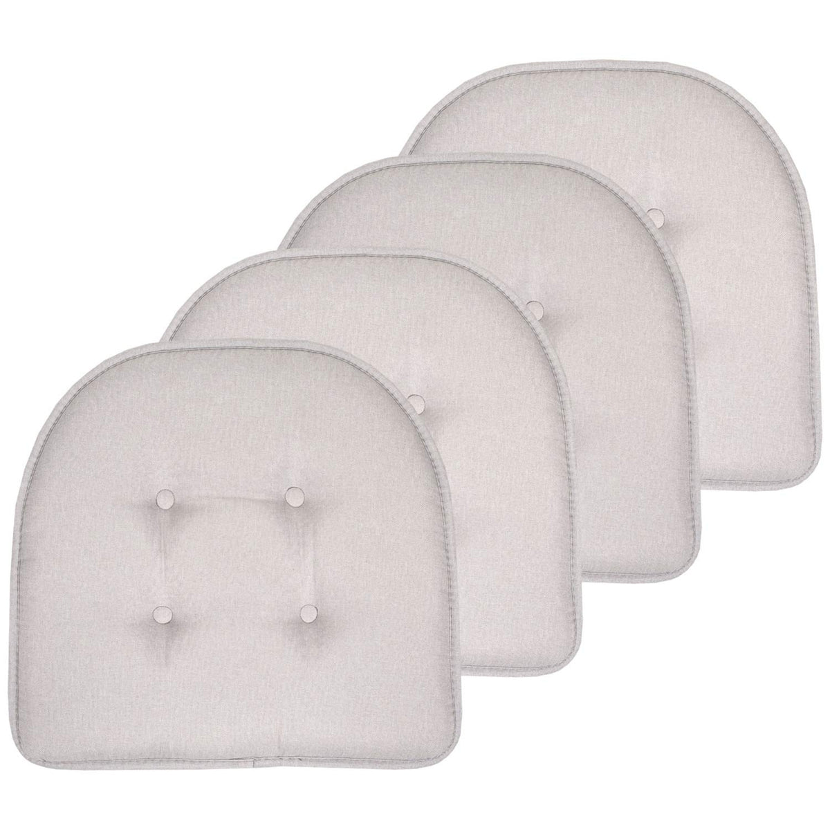 Sweet Home Collection Chair Cushion Memory Foam Pads Tufted Slip Non Skid Rubber Back U-Shaped 17" x 16" Seat Cover, 6 Pack, Checkered Taupe/White