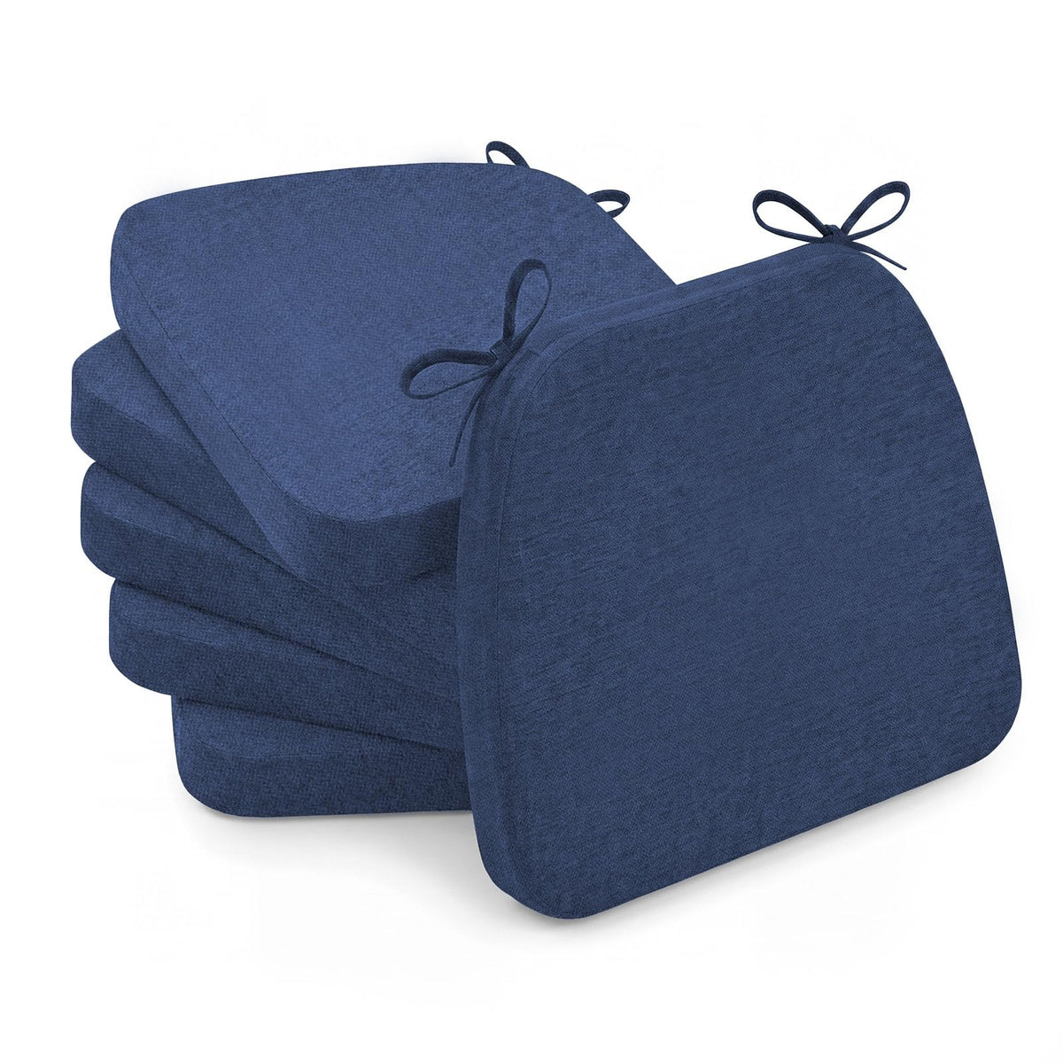 AAAAAcessories D-Shaped Chair Cushions, 2" Thick Dining Chair Pads with Ties and Removable, Machine-Washable Cover, 17" x 16", Set of 4, Oatmeal Beige