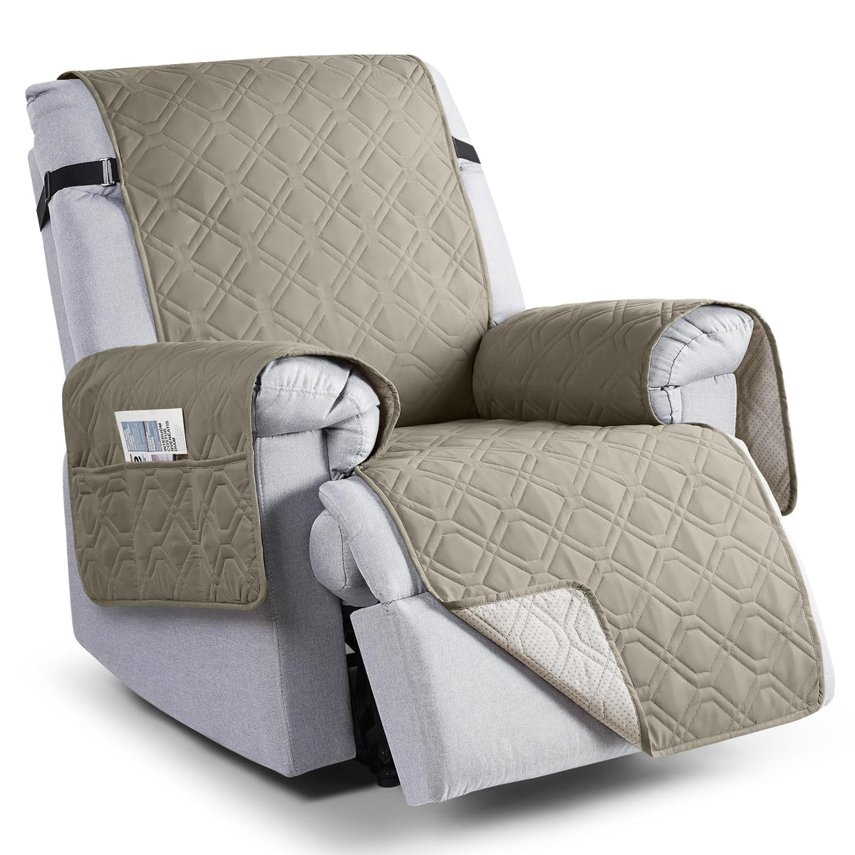 VANSOFY 100% Waterproof Recliner Chair Covers, Recliner Cover Non-Slip Dog Chair Cover Furniture Protector Washable Slipcover with Pocket, Elastic Straps for Pets, Dogs(Dark Gray, 23.6")