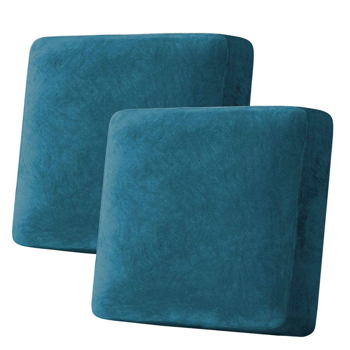 H.VERSAILTEX Velvet Stretch Couch Cushion Cover Plush Cushion Slipcover for Chair Loveseat Sofa Cushion Furniture Protector Seat Cushion Sofa Cover (2 Piece Large Sofa Cushion Covers, Ivory)
