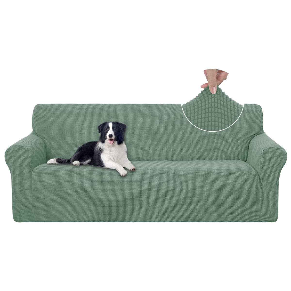 U-NICE HOME Stretch Couch Cover Slipcover for 3 Cushion Sofa, Chocolate
