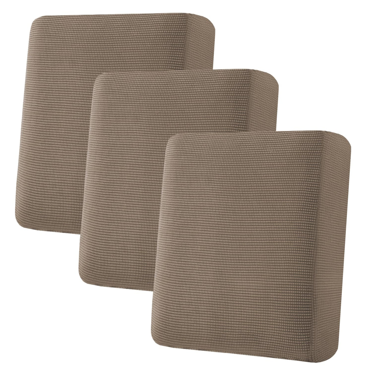 H.VERSAILTEX Super Stretch Individual Seat Cushion Covers Sofa Covers Couch Cushion Cover Slipcover Sets Thick Jacquard Textured Twill Fabric (3 Piece Sofa Cushion Covers, Grey)
