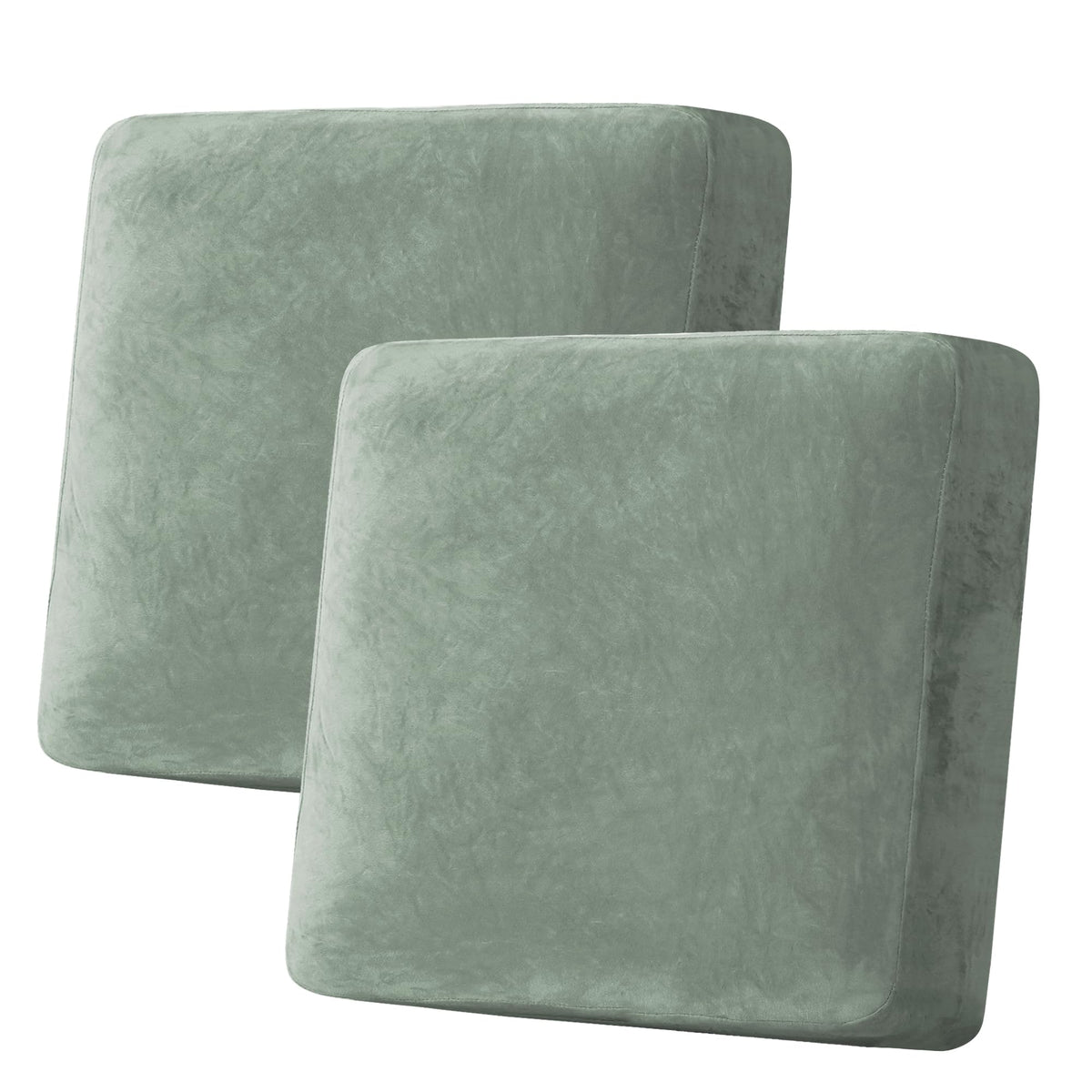 H.VERSAILTEX Velvet Stretch Couch Cushion Cover Plush Cushion Slipcover for Chair Loveseat Sofa Cushion Furniture Protector Seat Cushion Sofa Cover (2 Piece Large Sofa Cushion Covers, Ivory)