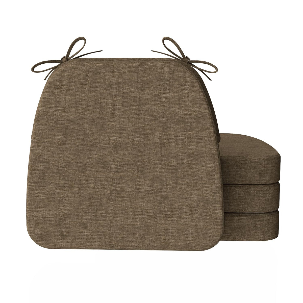 AAAAAcessories D-Shaped Chair Cushions, 2" Thick Dining Chair Pads with Ties and Removable, Machine-Washable Cover, 17" x 16", Set of 4, Oatmeal Beige