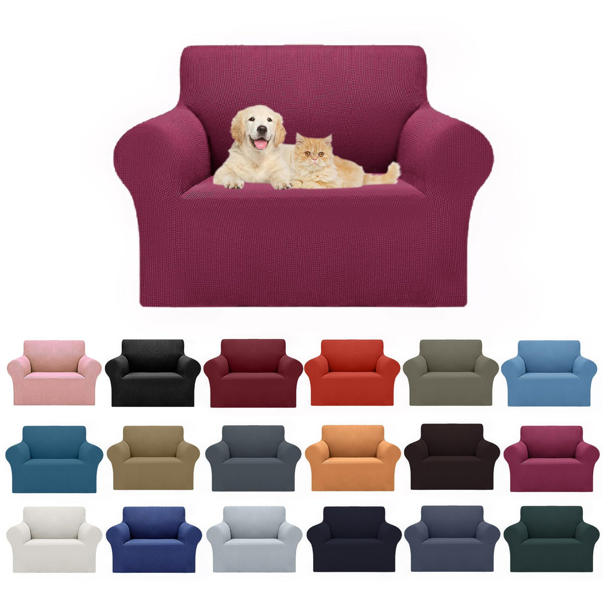 Cupuamon 2026 New Stretch Sofa Slipcovers Couch Cover for 3 Cushion Furniture Protector Sofa Covers with Elastic Bottom Jacquard Fabric Small Checks for Pets, Kids -Sofa, Black
