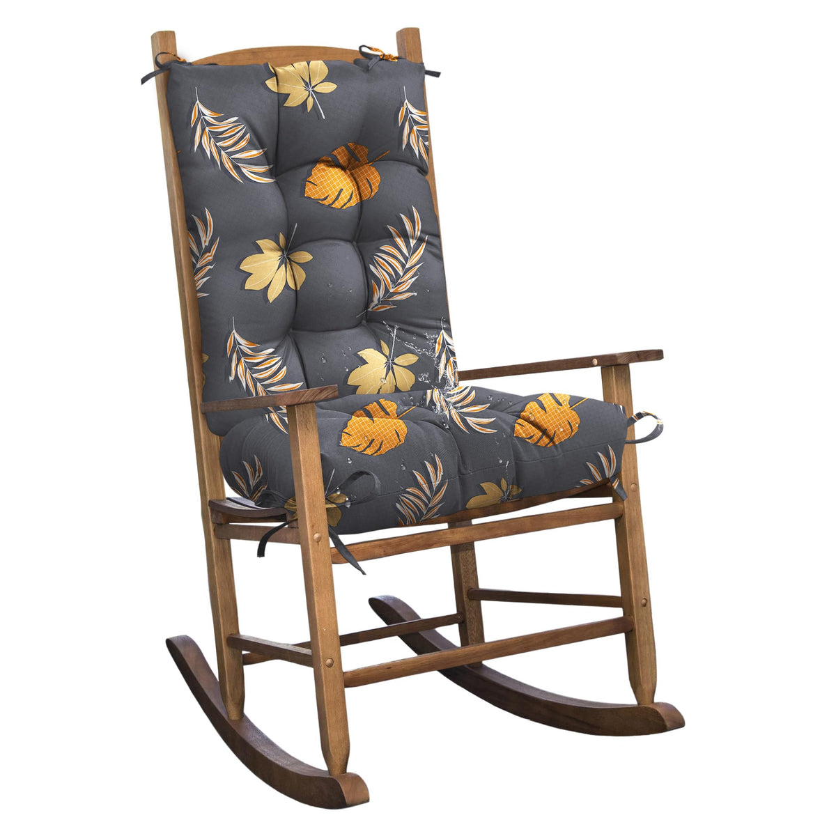 Set of 1 Indoor Outdoor Burgundy Rocking Chair Cushion for Patio