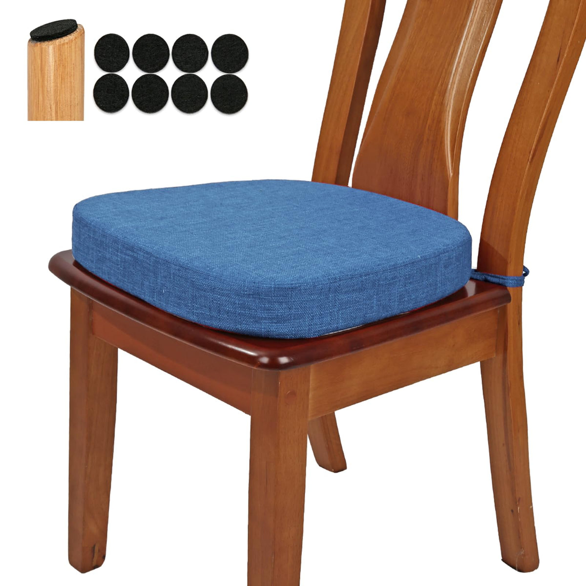 BUYUE Thickened 2.5" Friendly Woven Fabric Dining Chair Cushion, U-Shape High Density Foam Comfortable Chair Pad for Kitchen, Slip Resistant Indoor Seat Cushion (1 Piece, Dark Gray)