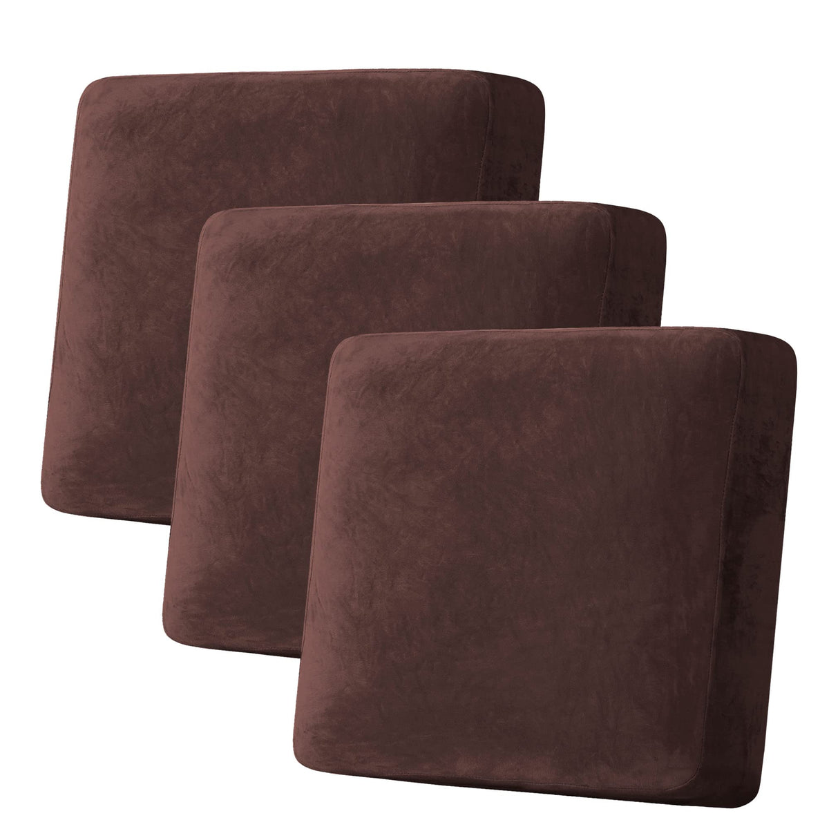 H.VERSAILTEX Velvet Stretch Couch Cushion Cover Plush Cushion Slipcover for Chair Loveseat Sofa Cushion Furniture Protector Seat Cushion Sofa Cover (2 Piece Large Sofa Cushion Covers, Ivory)