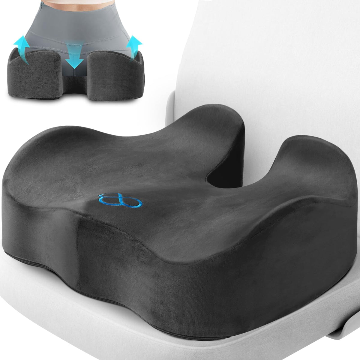 CushyOasis Seat Cushion, Gel Memory Foam Office Chair Cushions, Black